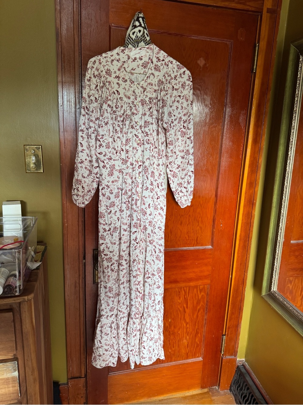 XiRENA Cream Maxi Dress with Red Floral Print